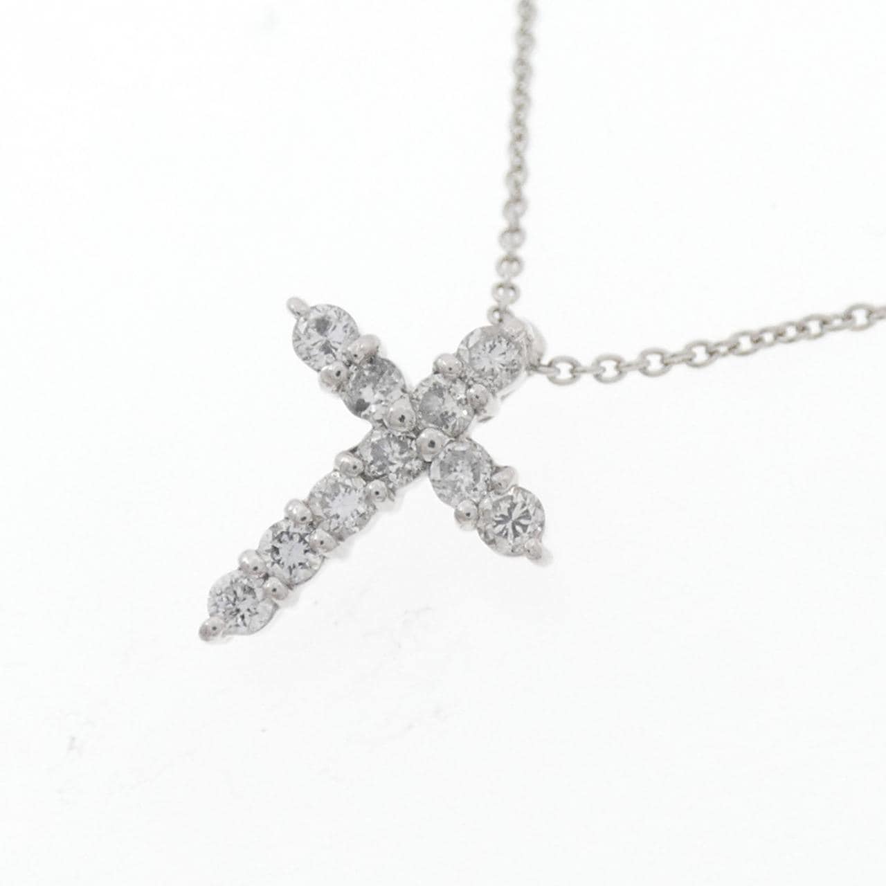 PT/K18WG Cross Diamond Necklace 0.30CT