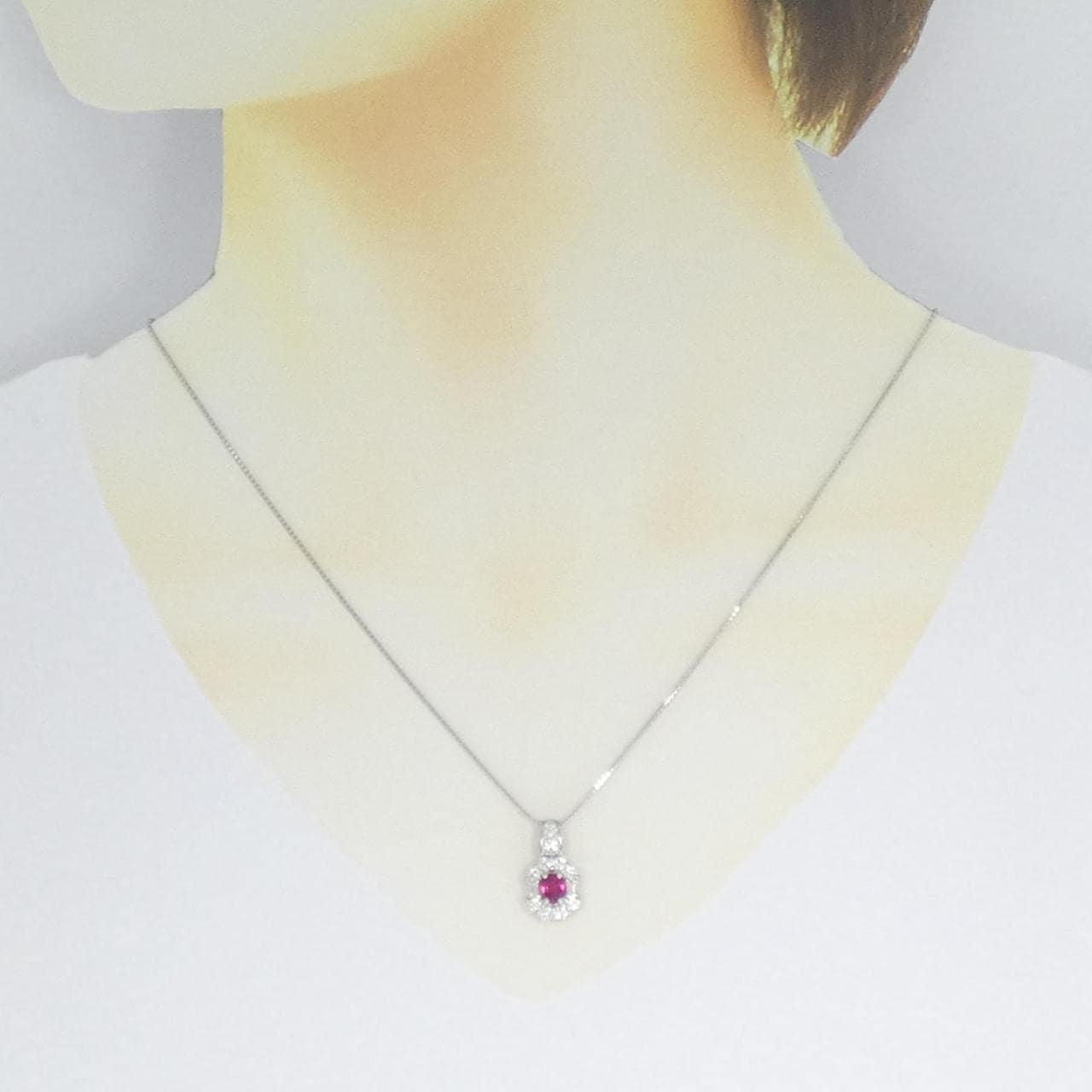 PT900/PT850 ルビー ネックレス 0.545CT