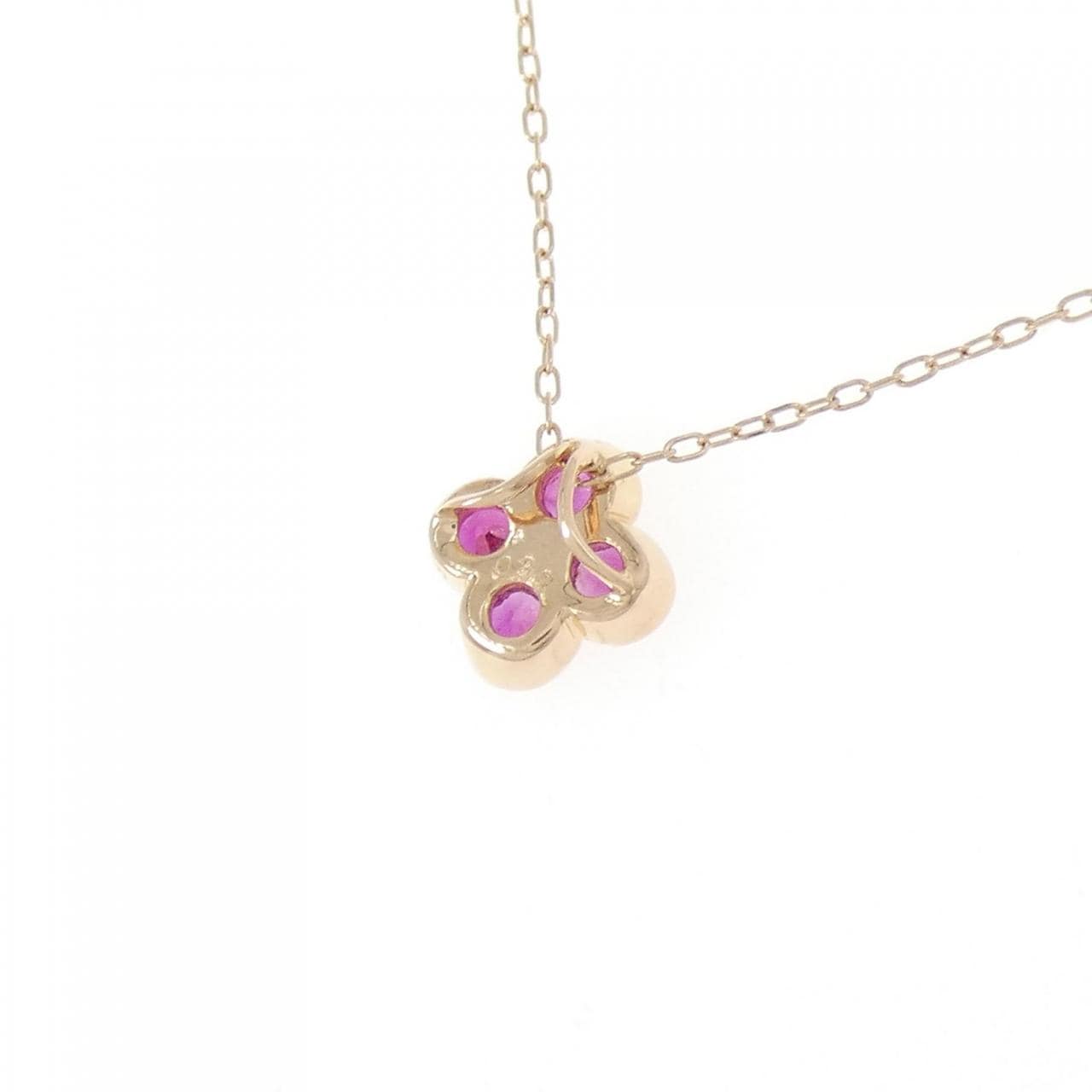 K18PG フラワー ルビー ネックレス 0.39CT