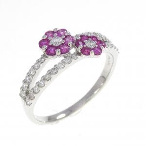 PT900 フラワー ルビー リング 0.33CT
