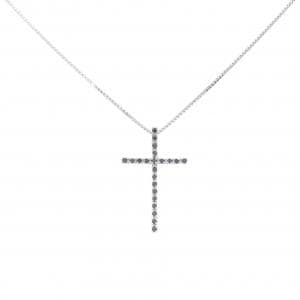 K18WG クロス ダイヤモンド ネックレス 0.15CT