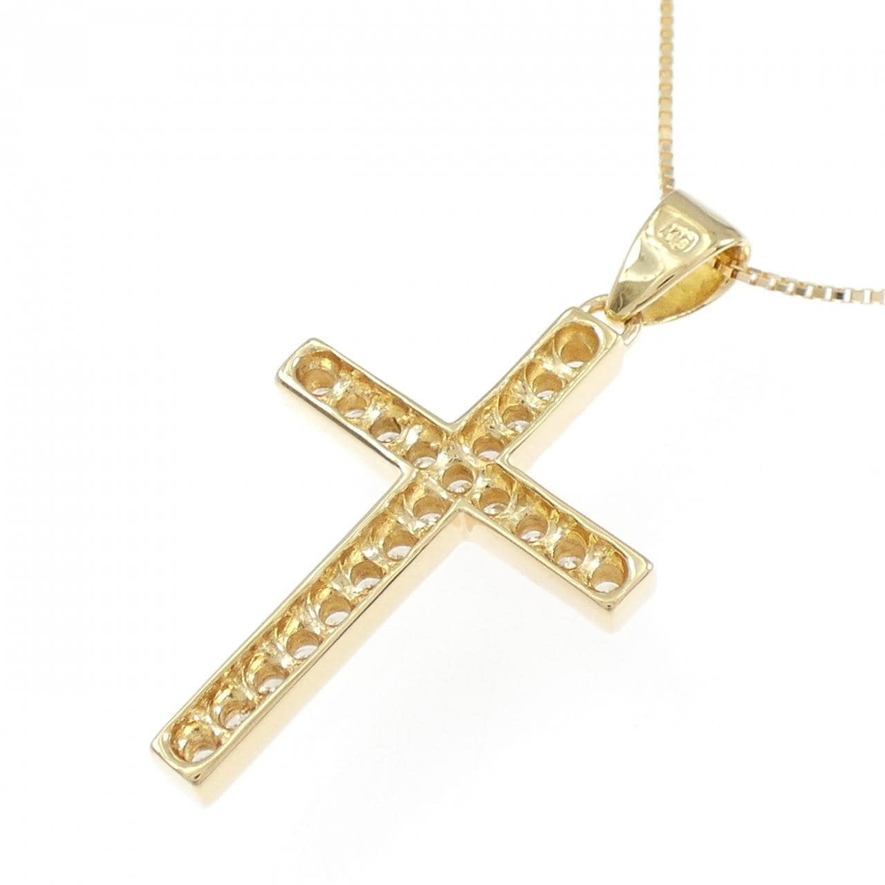 K18YG クロス ダイヤモンド ネックレス 0.45CT