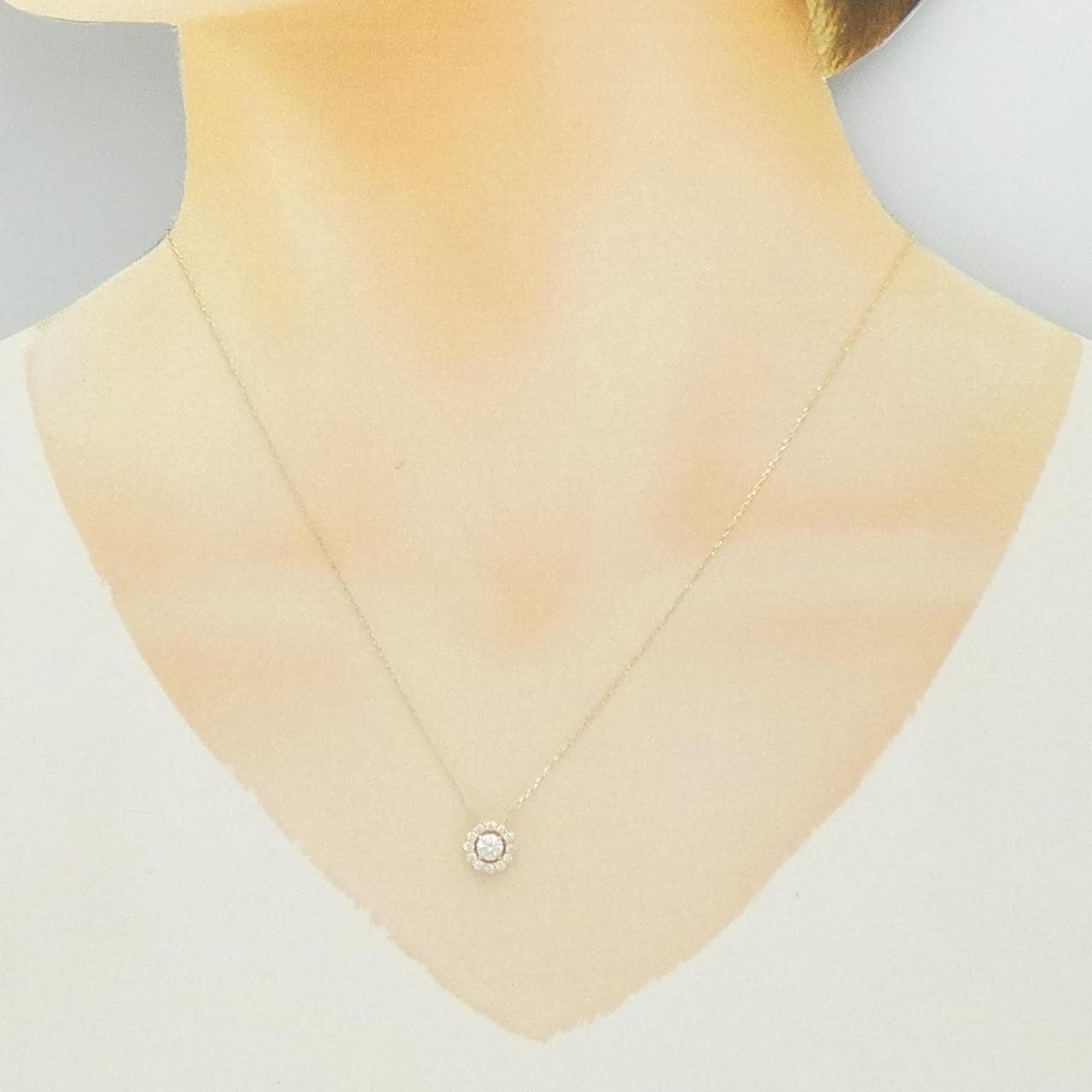 【再加工款】K18YG钻石项链 0.37克拉