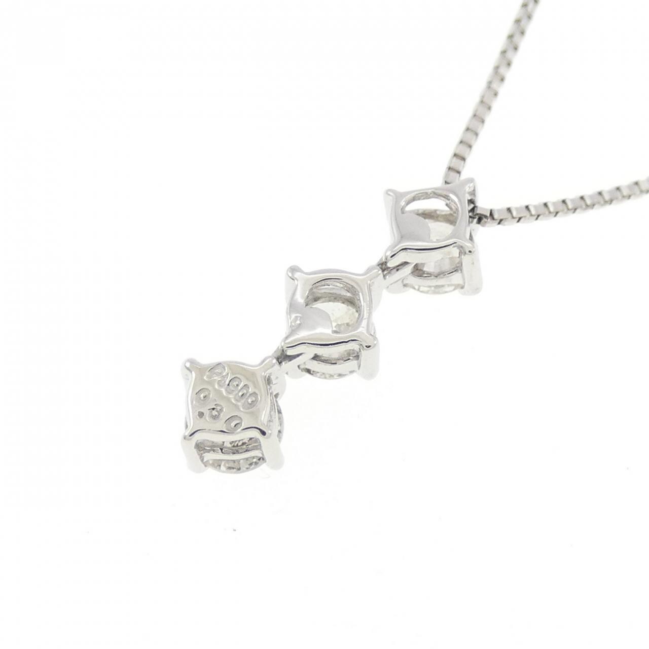 PT900/PT850 スリーストーン ダイヤモンド ネックレス 0.30CT
