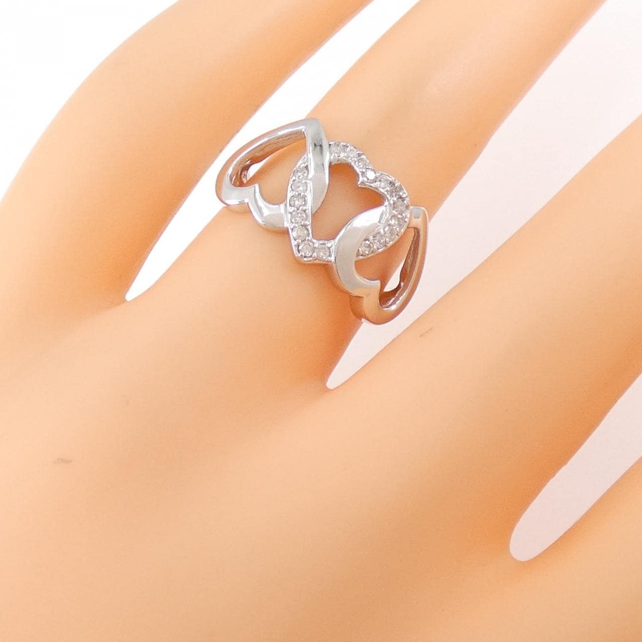 K18WG ハート ダイヤモンド リング 0.15CT