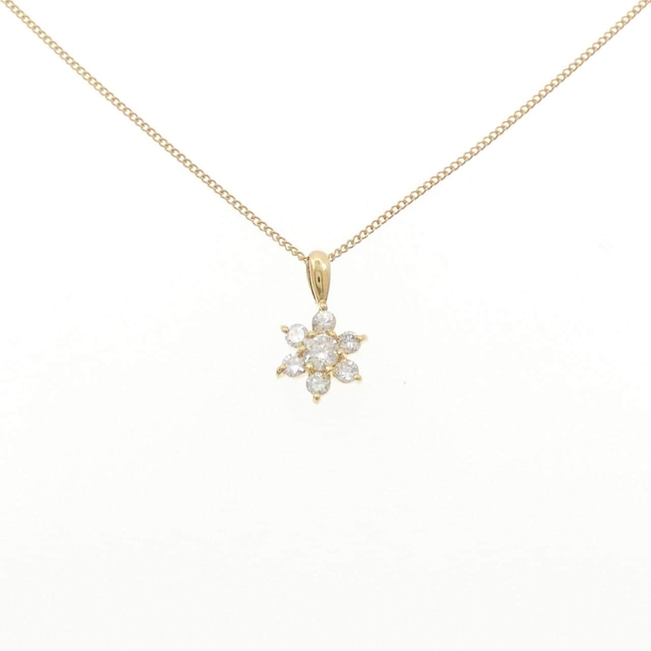 K18YG フラワー ダイヤモンド ネックレス 0.124CT