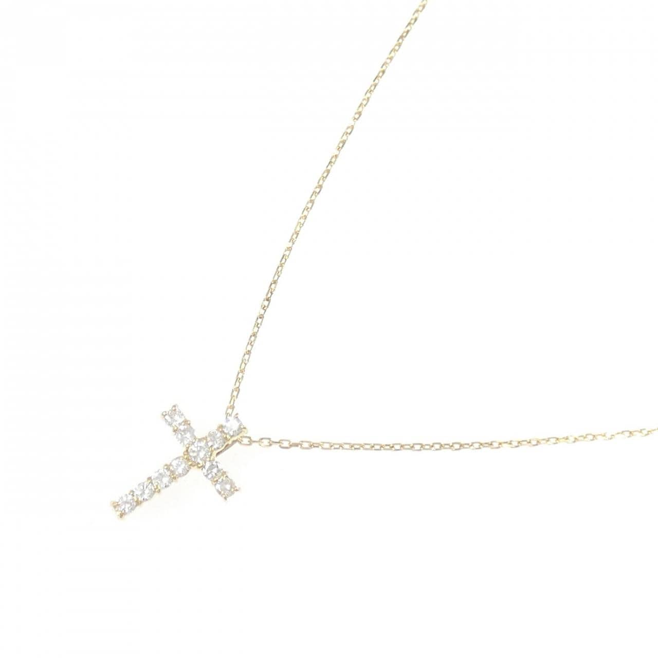 K18YG クロス ダイヤモンド ネックレス 0.23CT