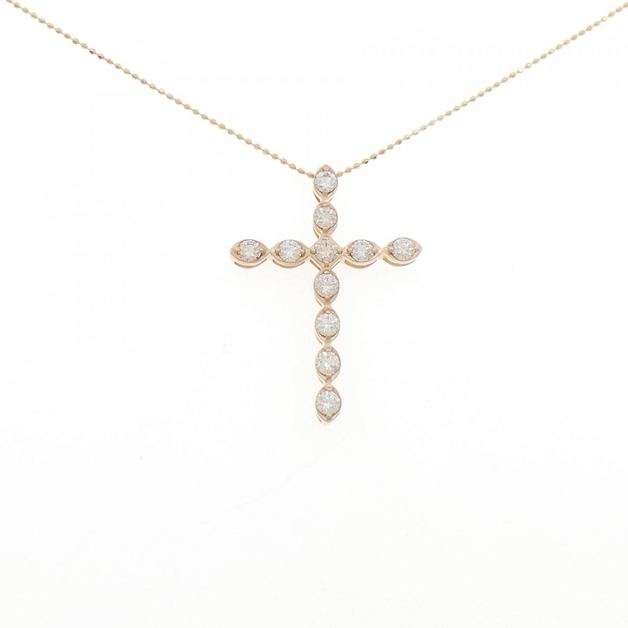 K18PG クロス ダイヤモンド ネックレス 1.00CT