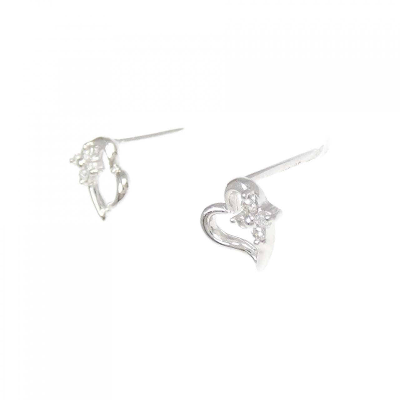 K18WG ハート ダイヤモンド ピアス 0.06CT