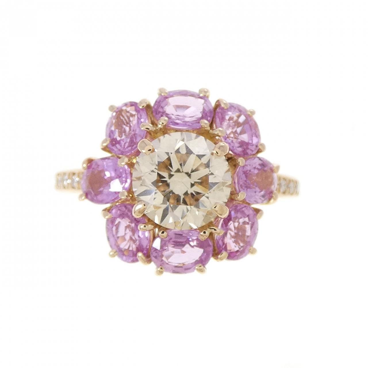 K18PG フラワー ダイヤモンド リング 1.143CT