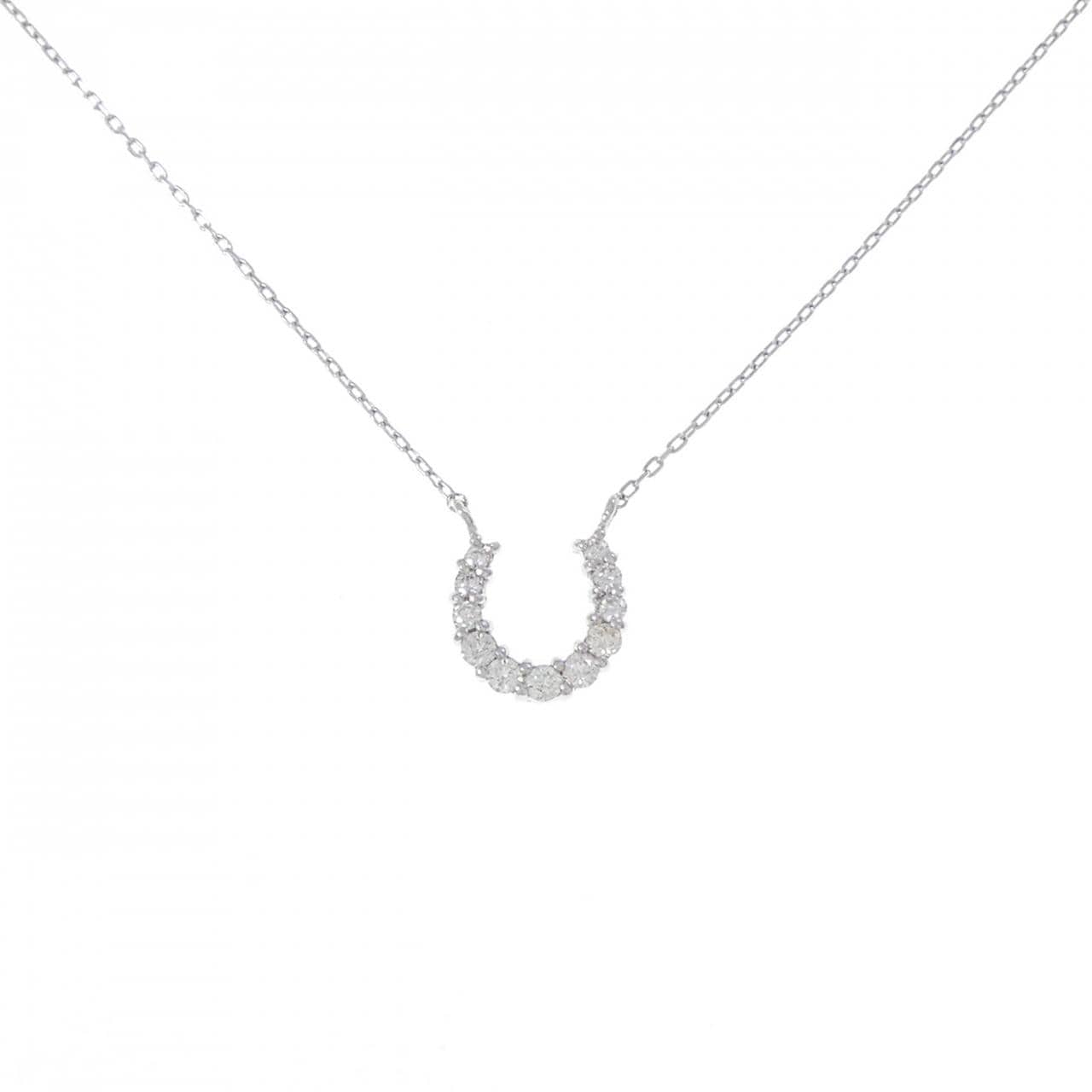 K18WG ホースシュー ダイヤモンド ネックレス 0.10CT