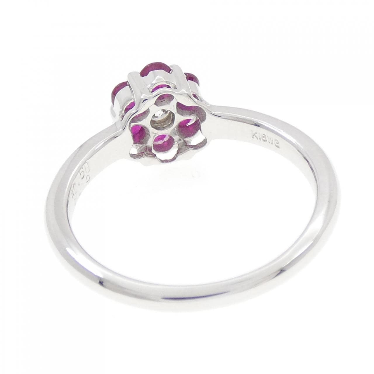 K18WG フラワー ルビー リング 0.60CT