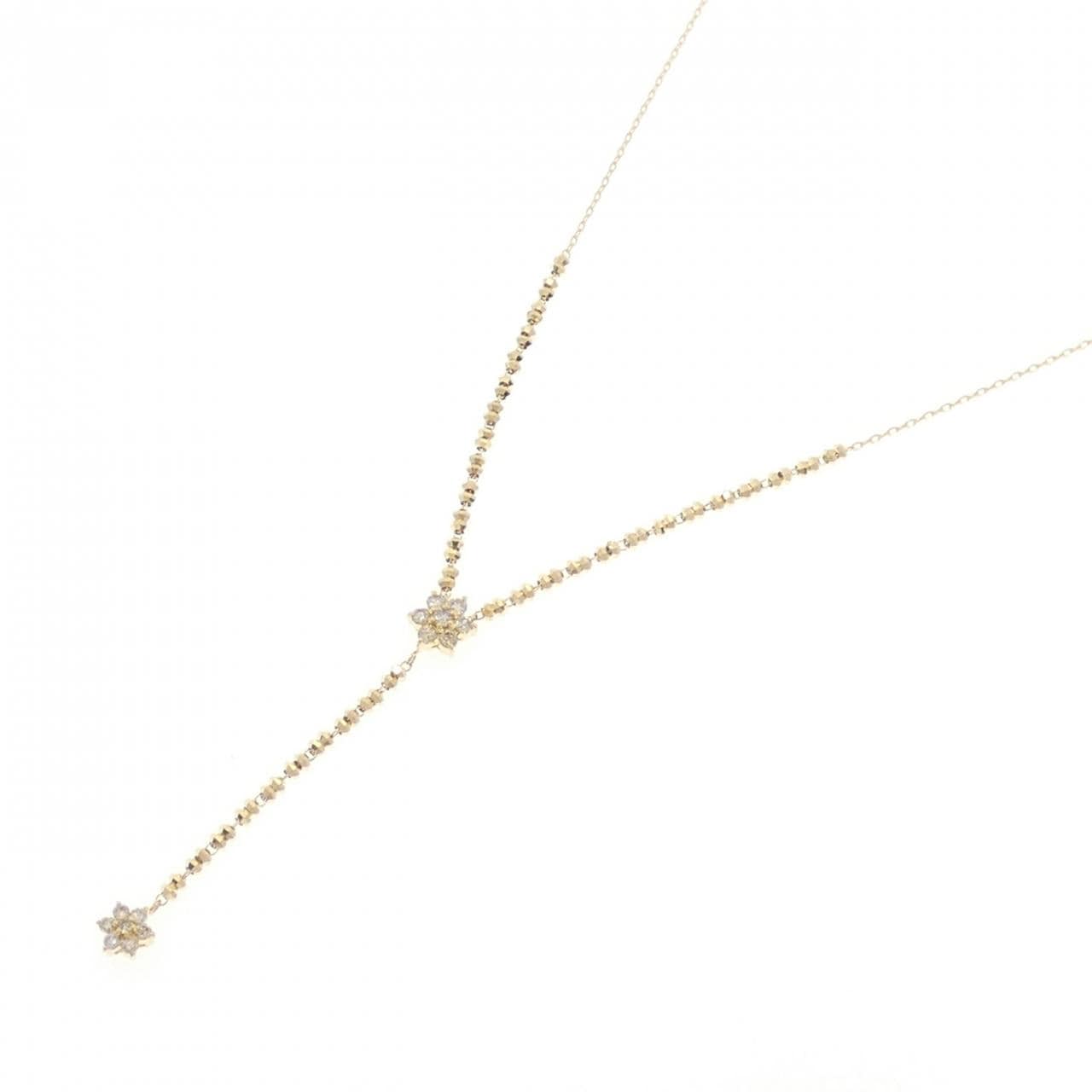 K18YG フラワー ダイヤモンド ネックレス 0.30CT