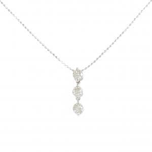 K18WG スリーストーン ダイヤモンド ネックレス 0.50CT