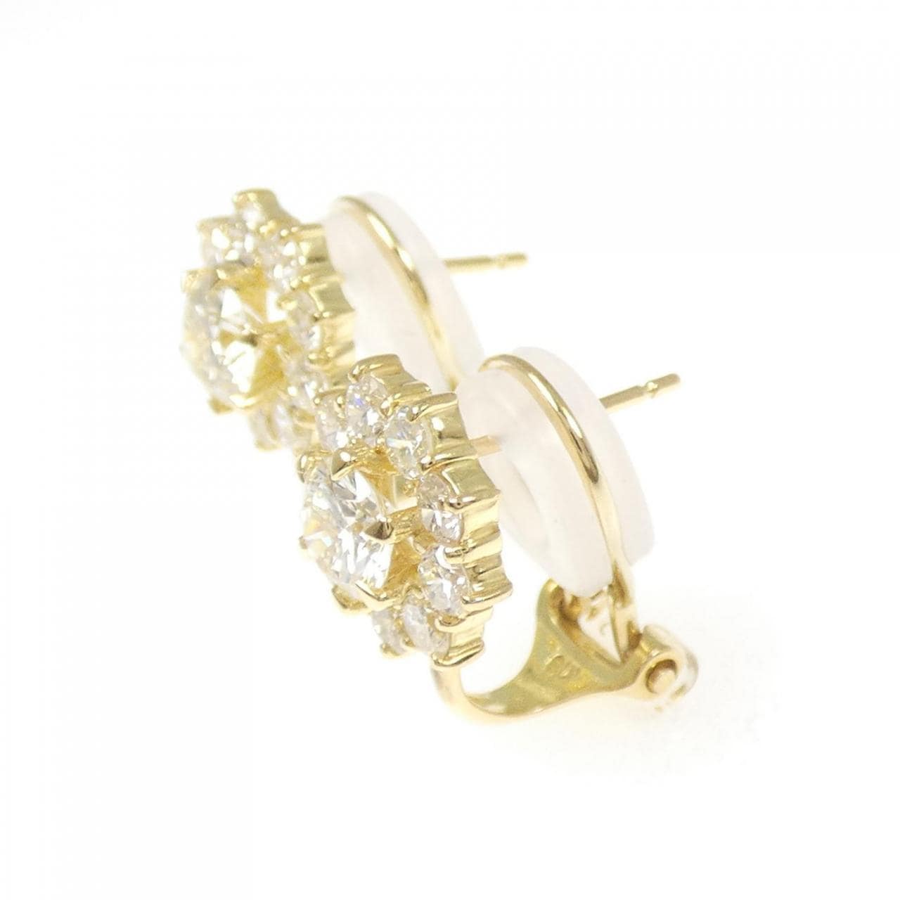 K18YG フラワー ダイヤモンド ピアス 1.94CT
