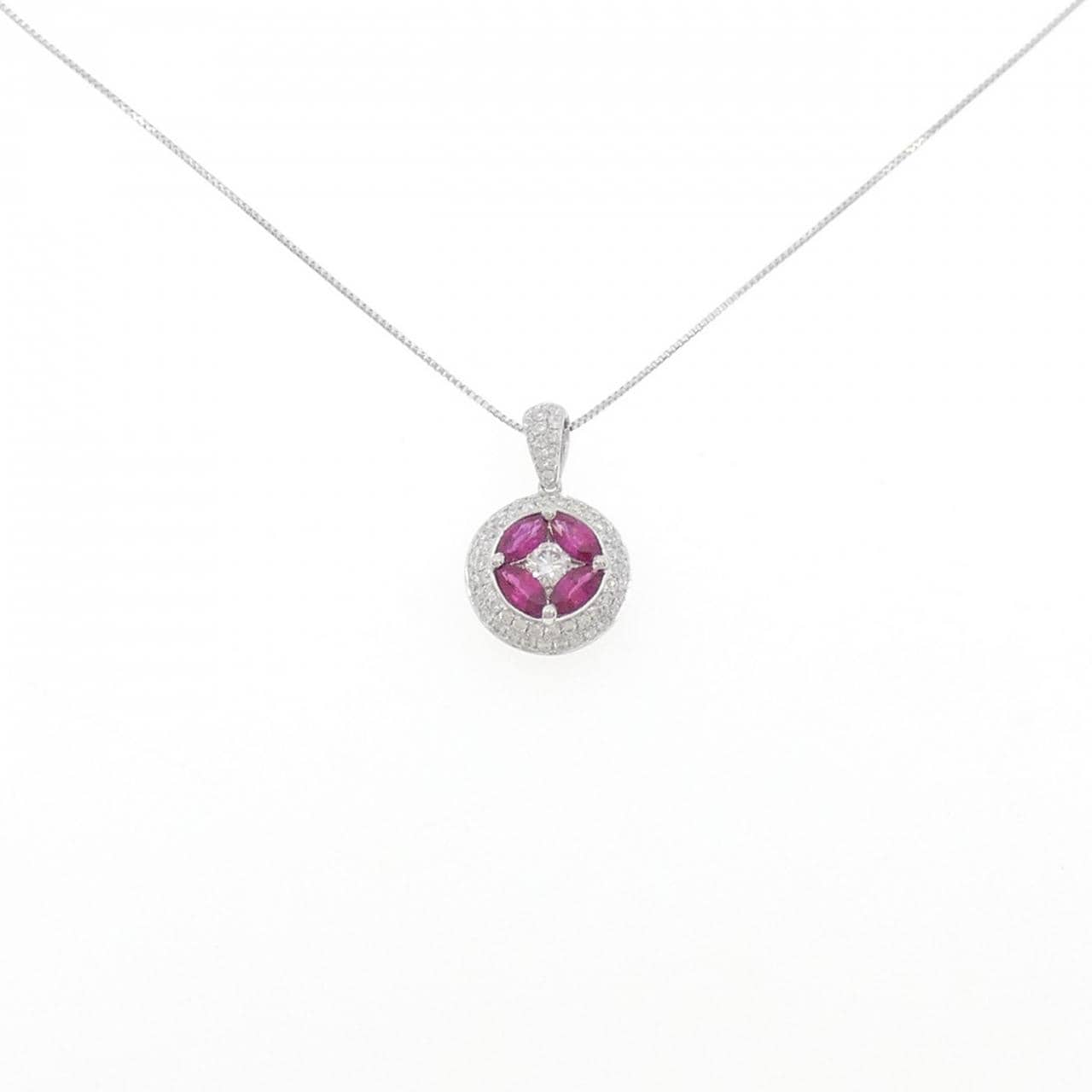 750WG/K18WG ルビー ネックレス 0.58CT