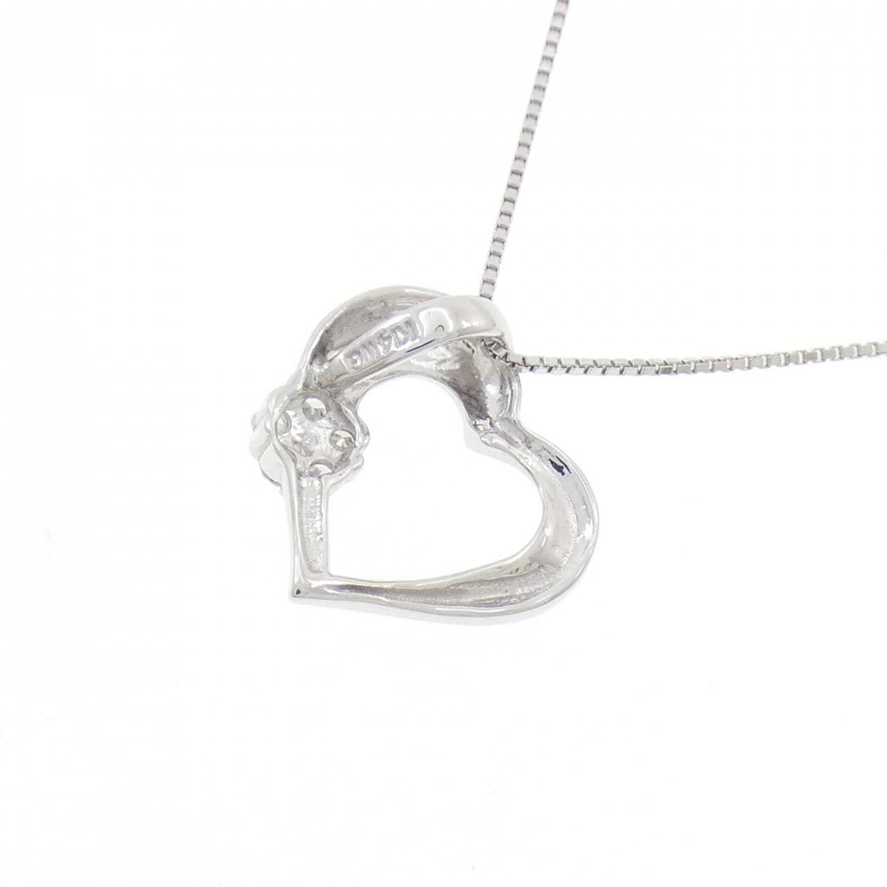 K14WG/K10WG ハート ダイヤモンド ネックレス