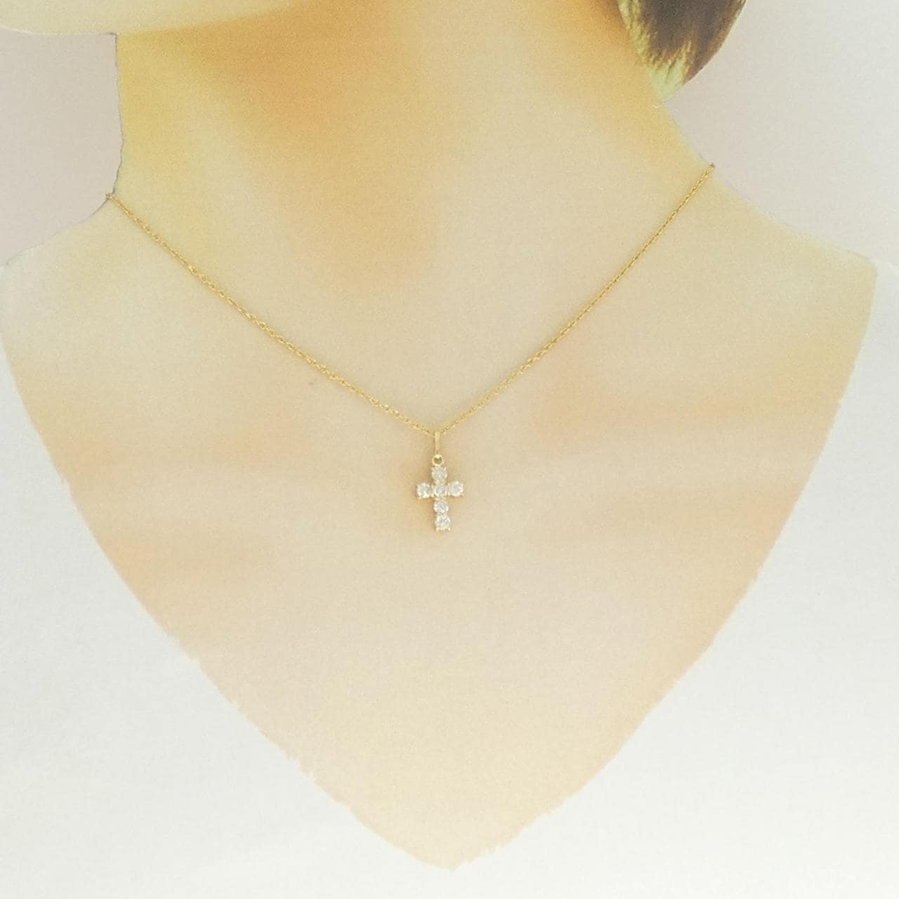 K18YG クロス ダイヤモンド ネックレス 0.45CT