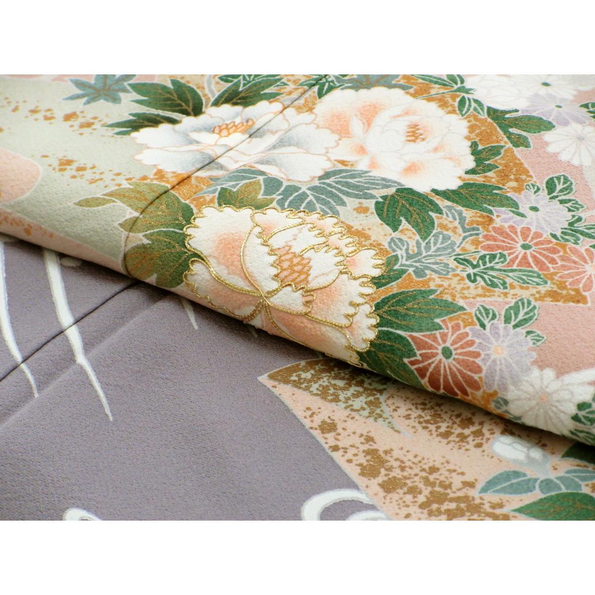 訪問着　友禅金彩加工　刺繍入りボカシ染