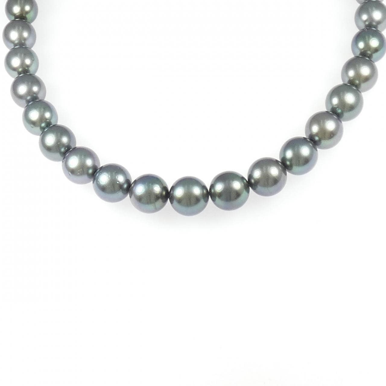 シルバークラスプ 黒蝶パール ネックレス 9-10mm