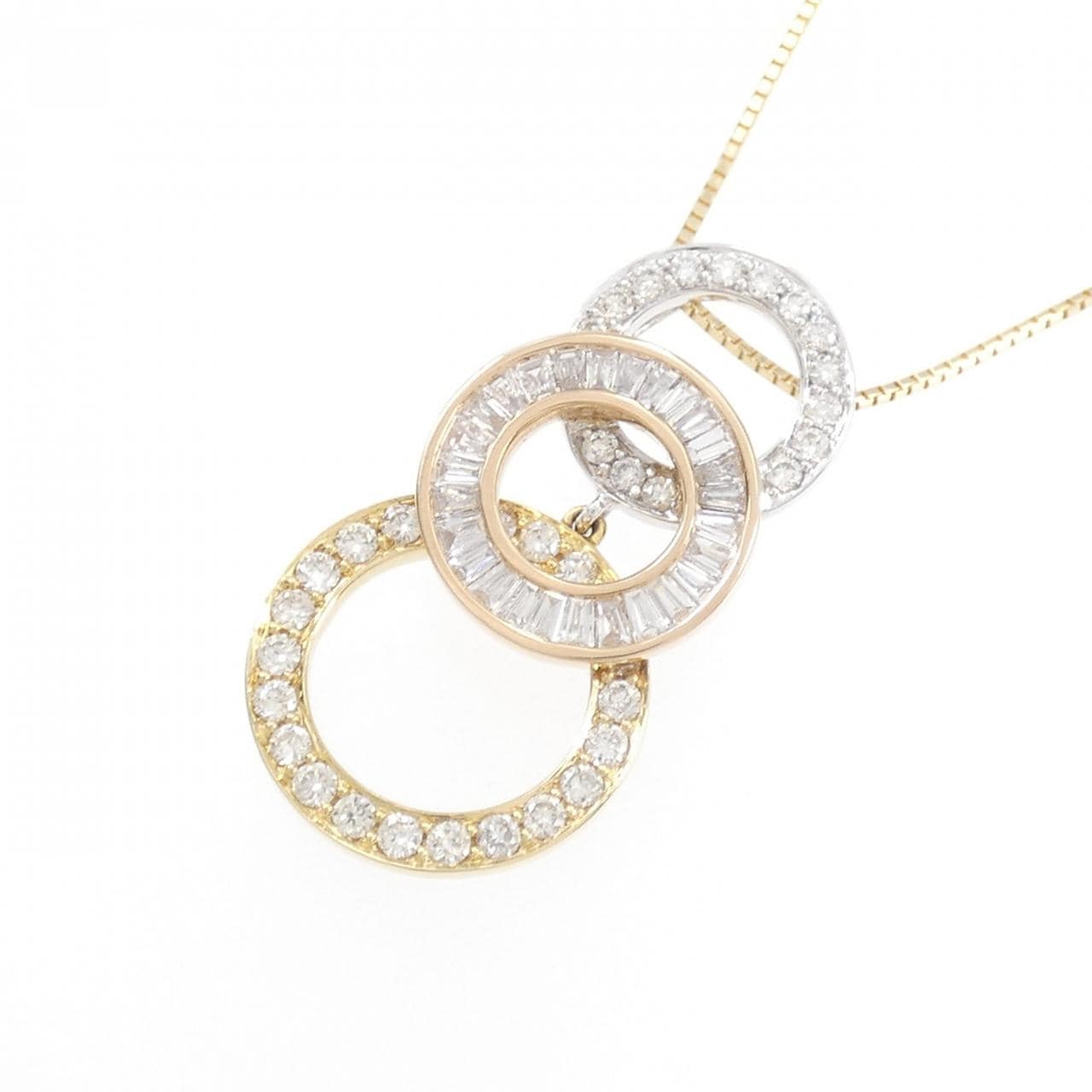 K18スリーカラー ダイヤモンド ネックレス 0.86CT
