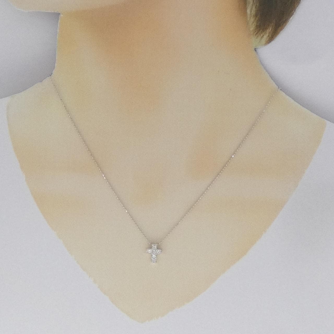 K18WG クロス ダイヤモンド ネックレス