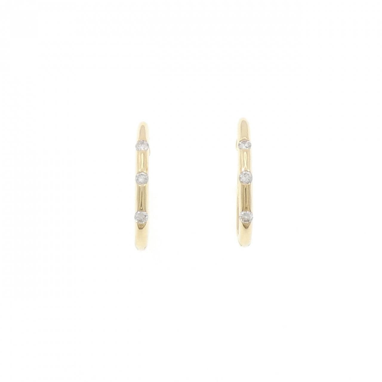 K18YG スリーストーン ダイヤモンド ピアス 0.20CT