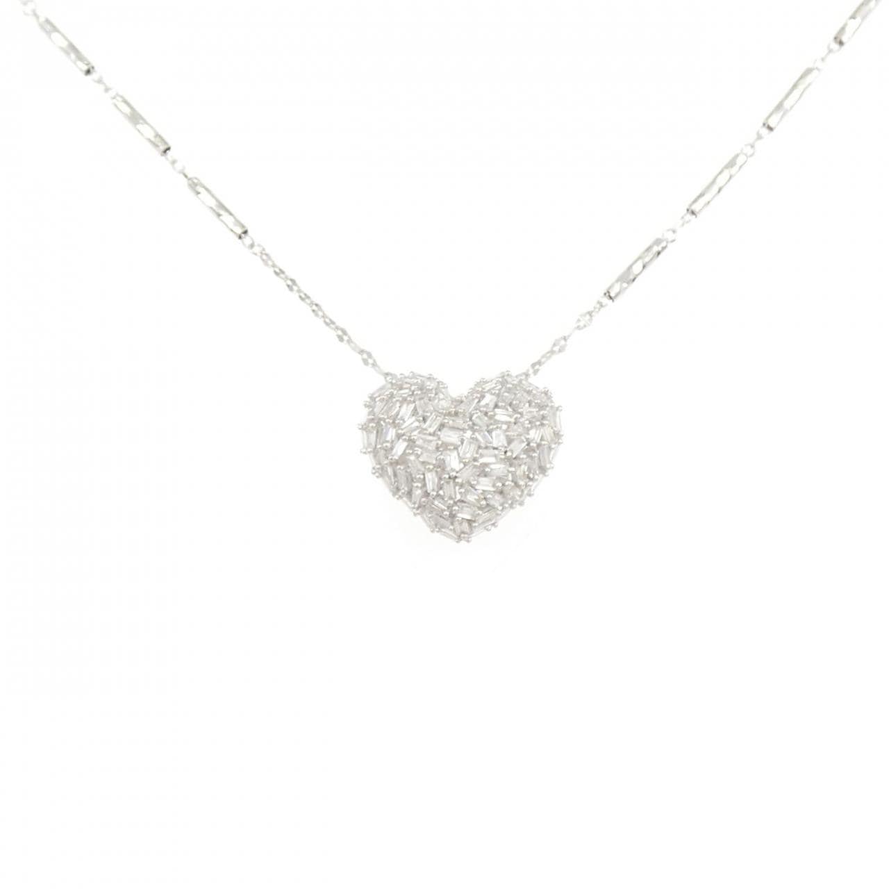 K18WG ハート ダイヤモンド ネックレス 0.40CT