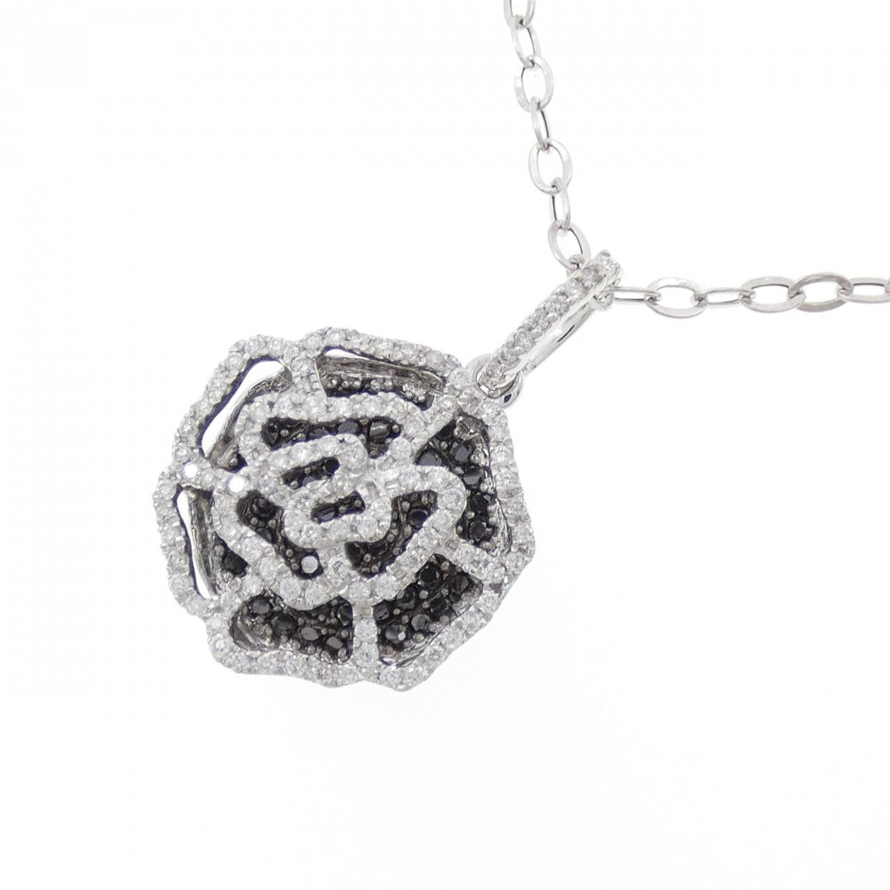 K18WG ローズ ダイヤモンド ネックレス 0.85CT
