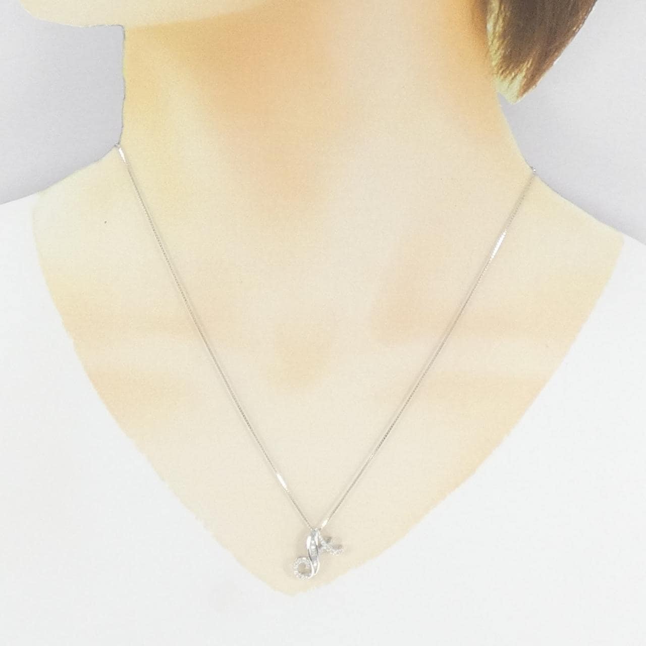 K18WG イニシャルA ダイヤモンド ネックレス 0.20CT