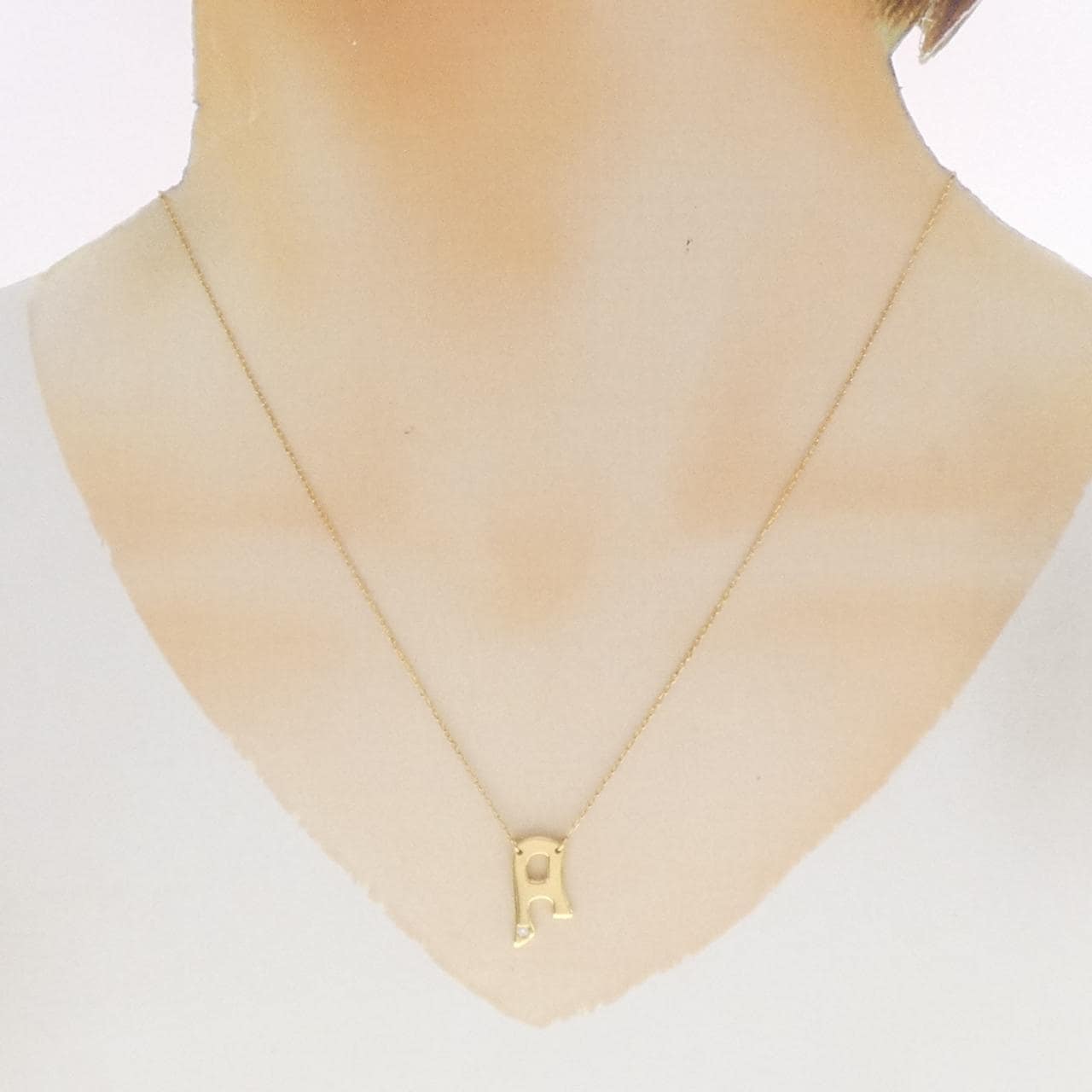 K18YG イニシャルA ダイヤモンド ネックレス 0.02CT
