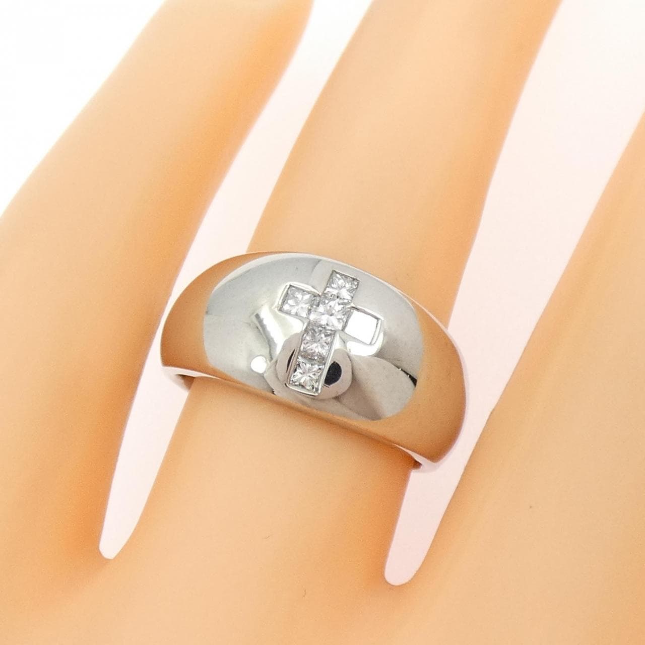 K18WG クロス ダイヤモンド リング 0.30CT