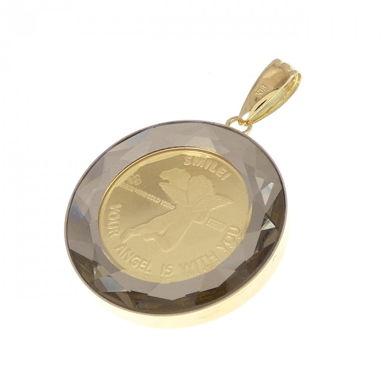 [BRAND NEW] K18YG frame coin pendant