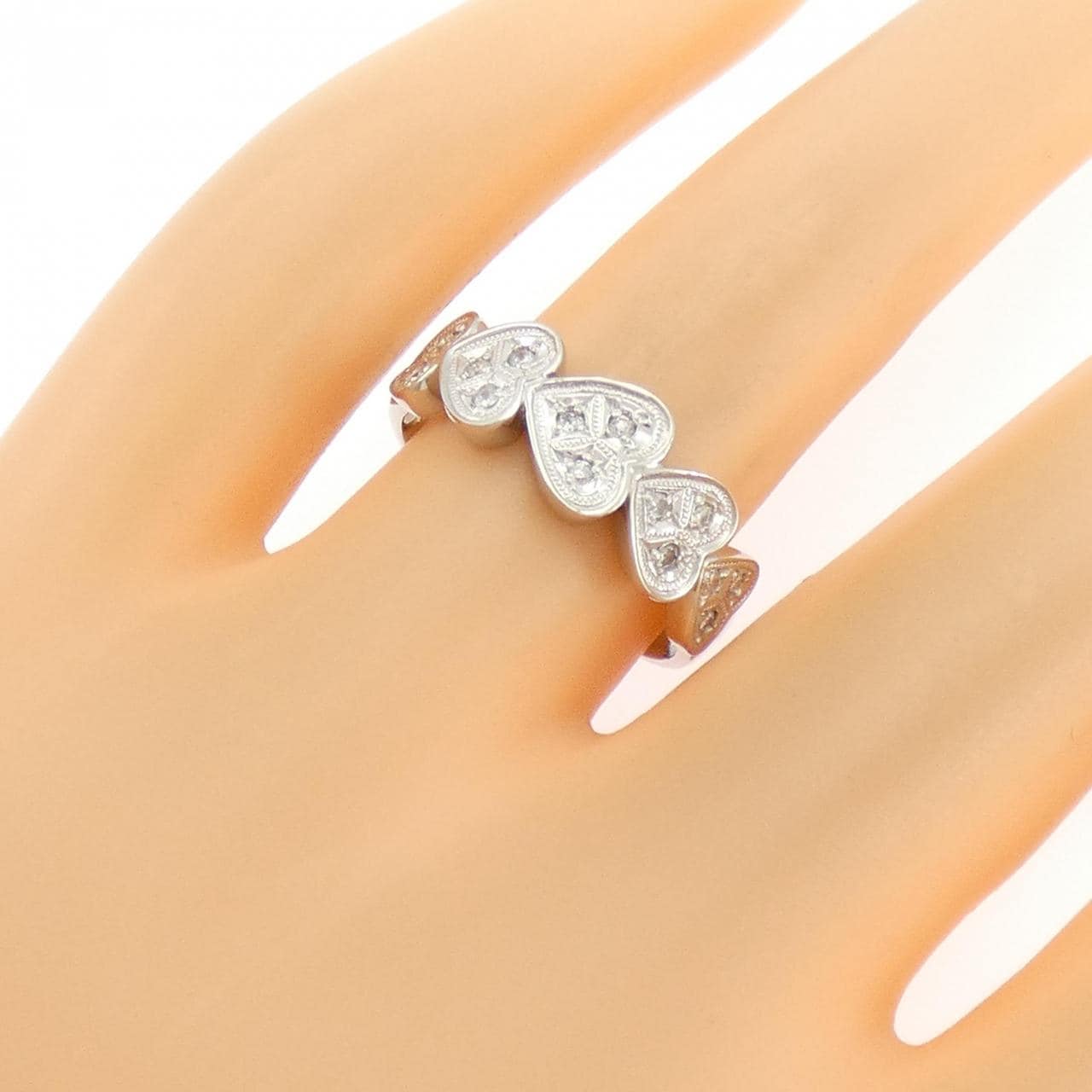 PT900 ハート ダイヤモンド リング 0.11CT