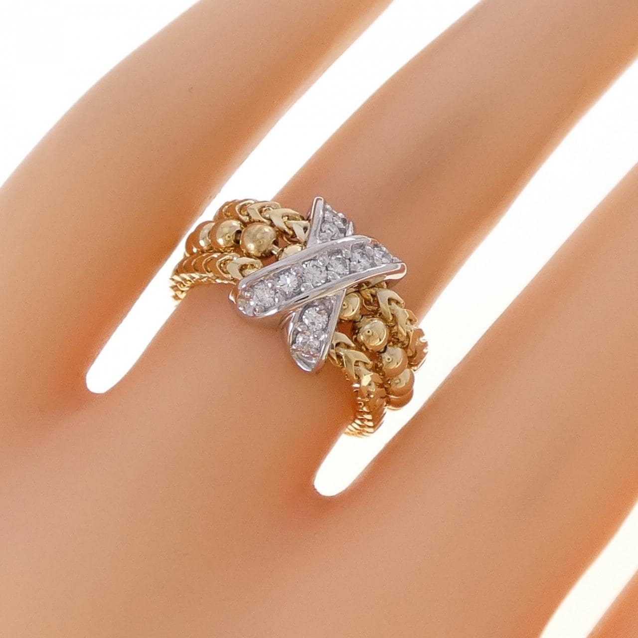 K18イエローゴールド/プラチナ900 ダイヤモンド リング 0.20CT