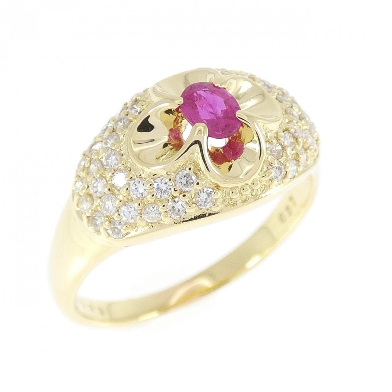 K18YG フラワー ルビー リング 0.23CT