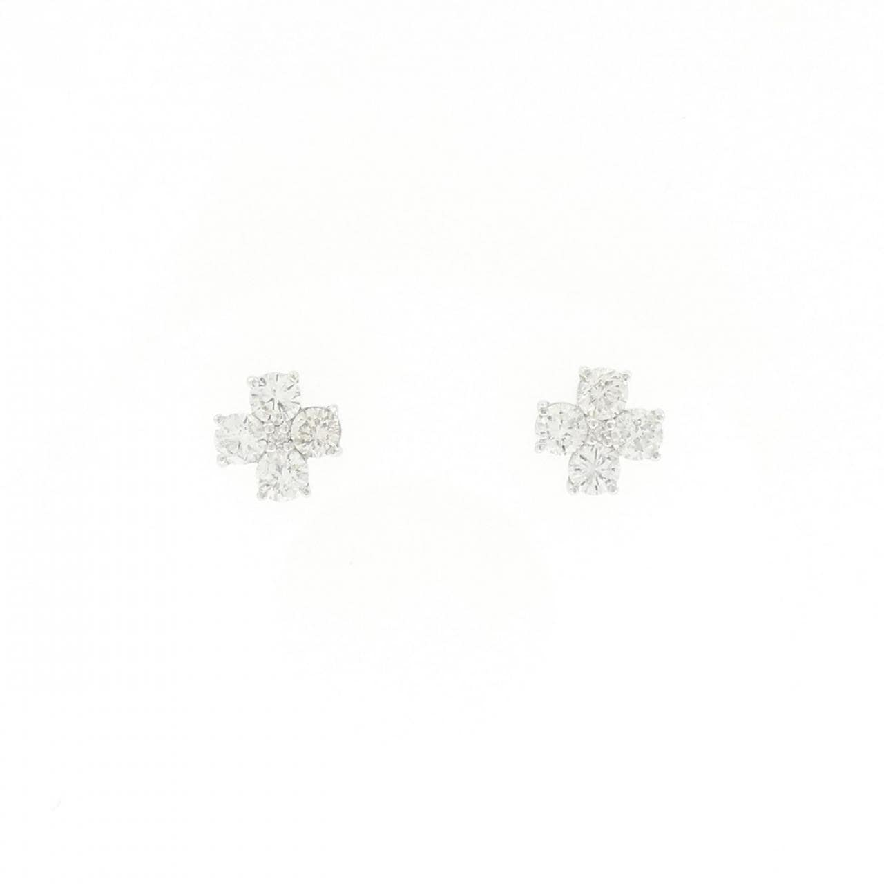 K18WG フラワー ダイヤモンド ピアス 0.52CT