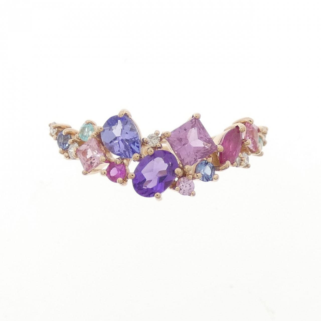 K18PG カラーストーン リング