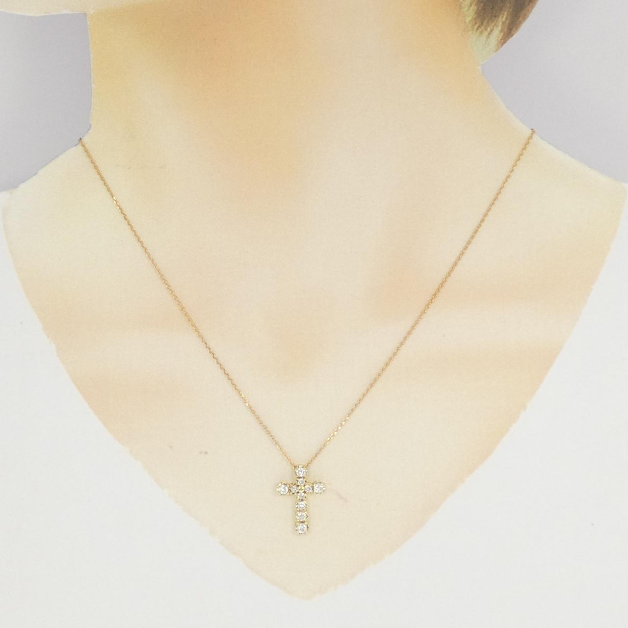 K18YG クロス ダイヤモンド ネックレス 0.50CT