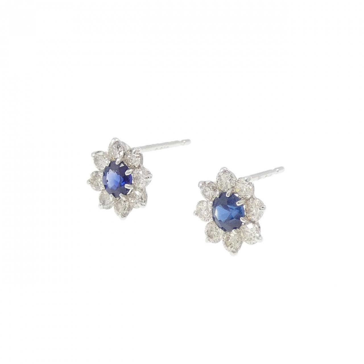 【新品】PT900 フラワー サファイヤ ピアス 0.32CT