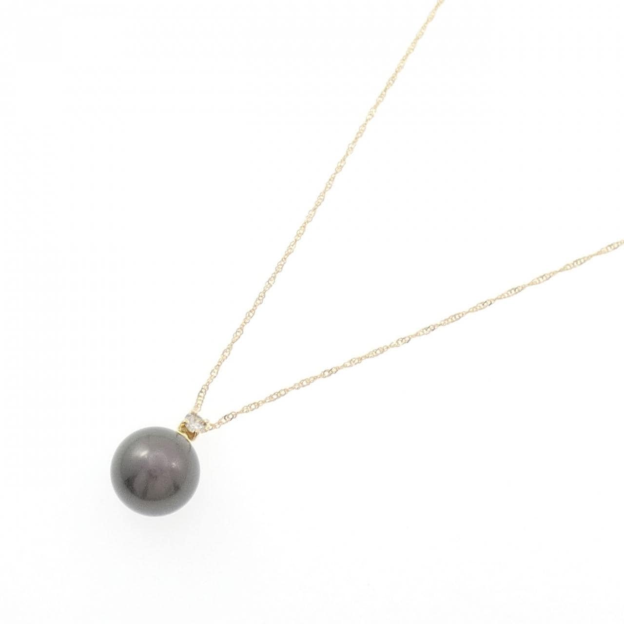 K18YG 黒蝶パール ネックレス 10.4mm