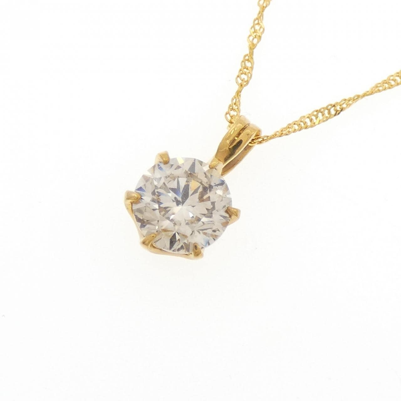 K24YG ソリティア ダイヤモンド ネックレス 1.5CT