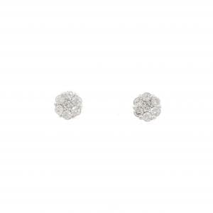 K18WG フラワー ダイヤモンド ピアス 0.30CT
