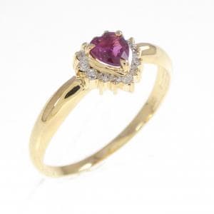 K18YG ハート ルビー リング