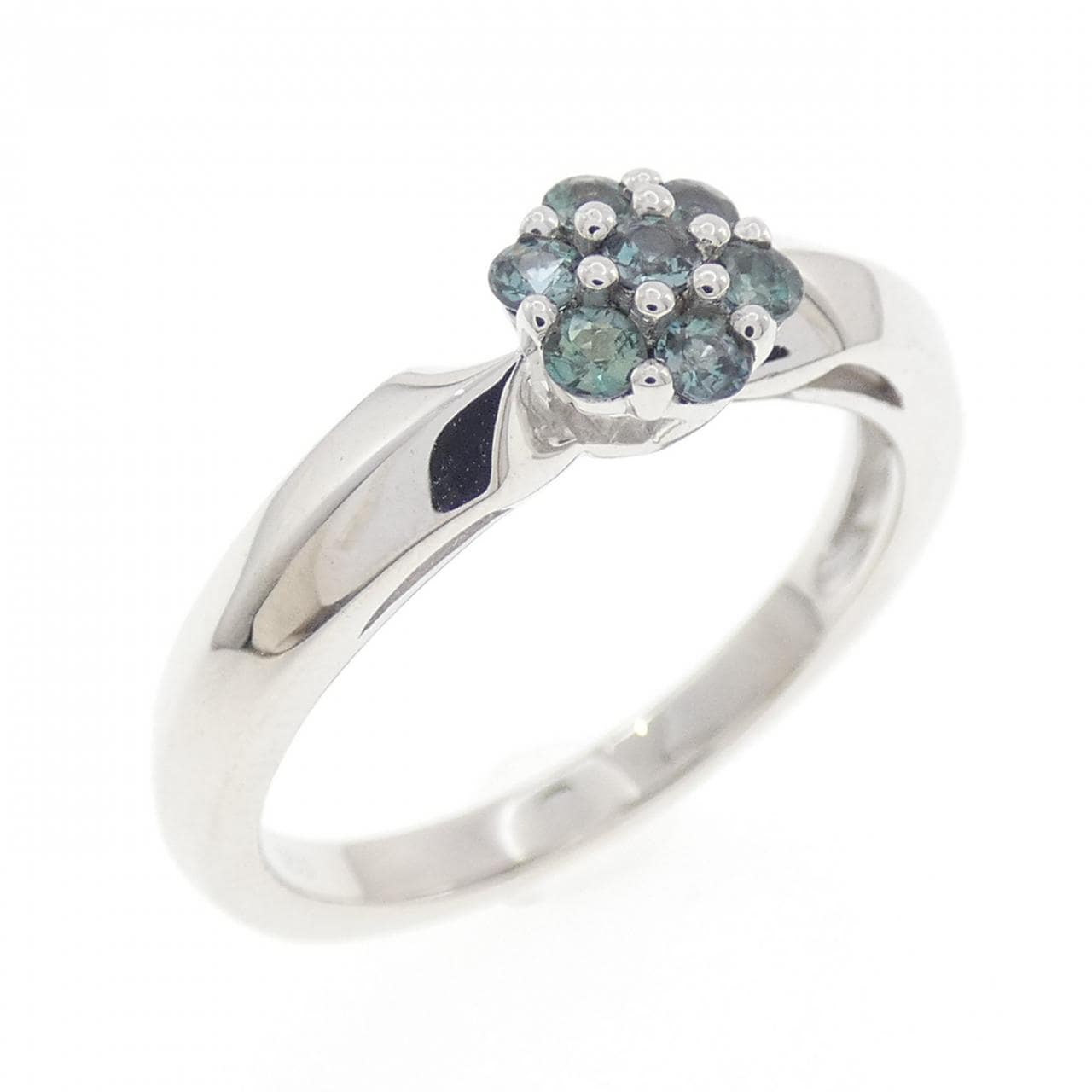 K18WG フラワー アレキサンドライト リング 0.25CT