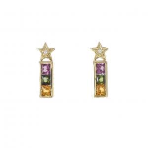 750YG/K18YG スター カラーストーン ピアス
