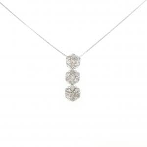 K14WG/K18WG フラワー ダイヤモンド ネックレス 1.00CT