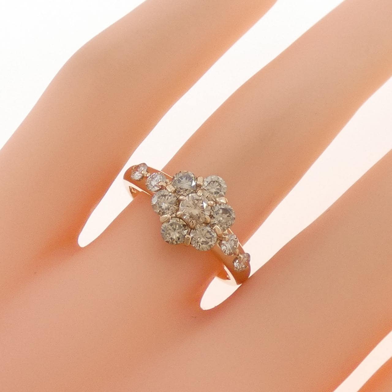 K18PG フラワー ダイヤモンド リング 1.00CT