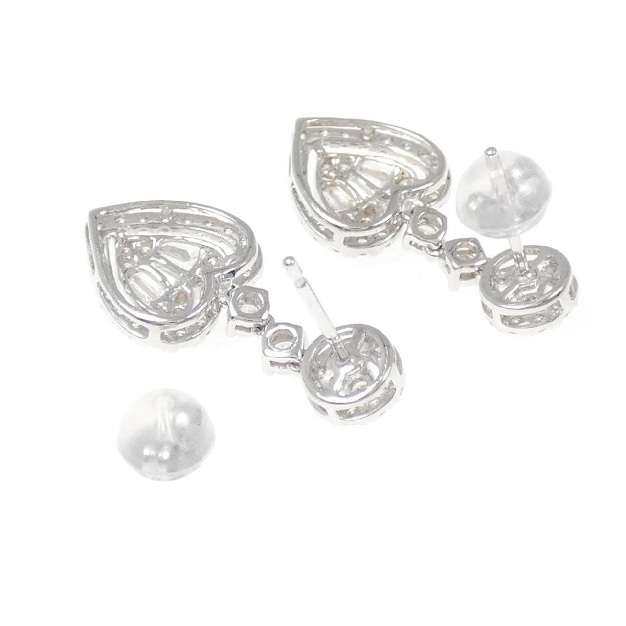 K18WG ハート ダイヤモンド ピアス 1.00CT