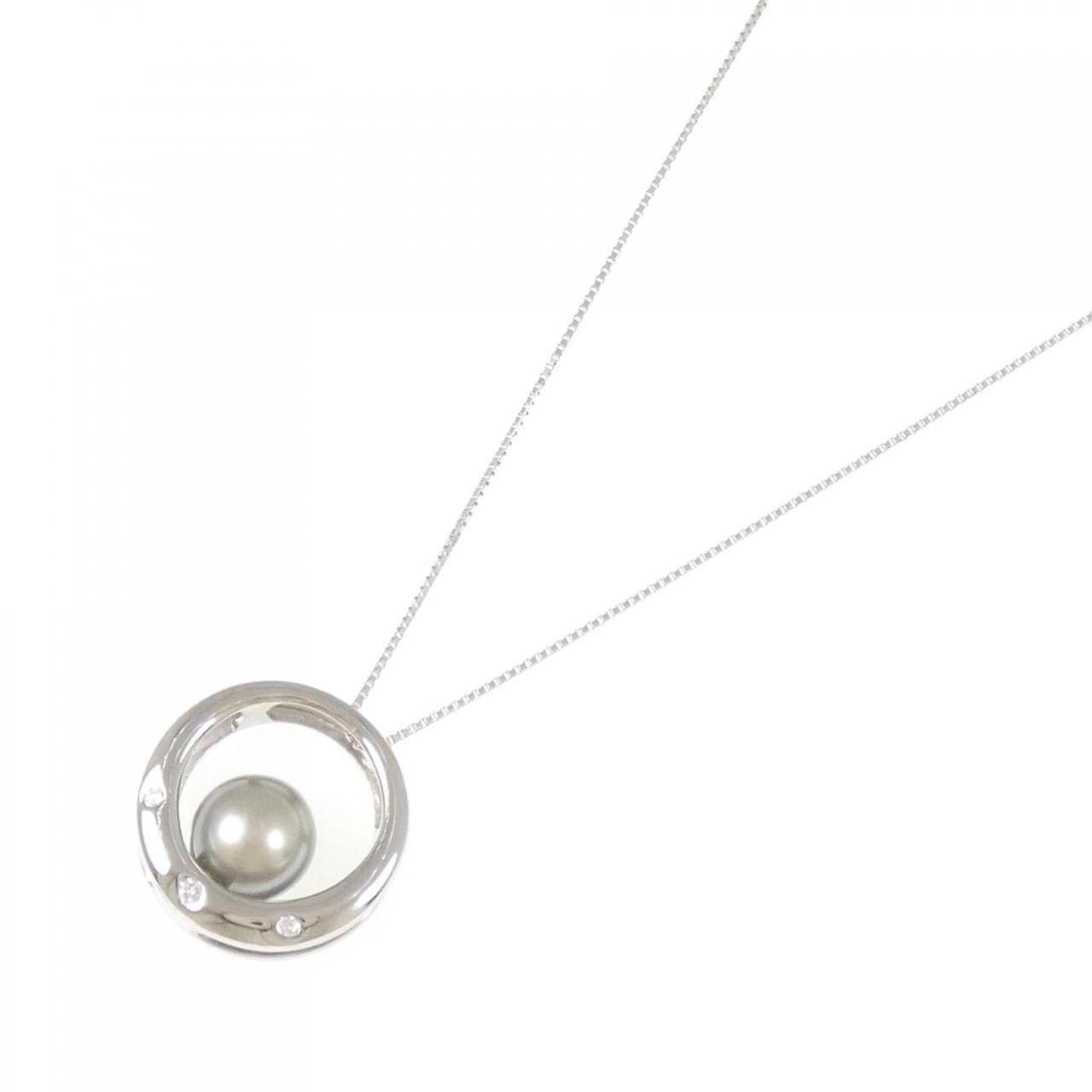 K18WG 黒蝶パール ネックレス mm